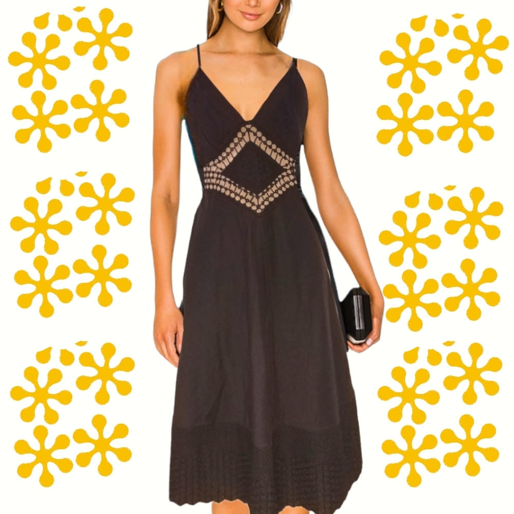 🌺Catherine Malandrino🌺Black Cotton Spaghetti Strap Sundress🌺 Size 4🌺Cutout